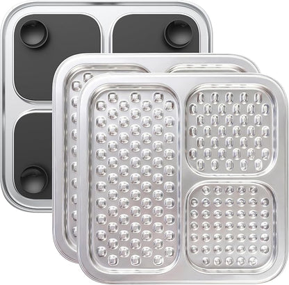 2 Pack - Stainless Steel Lick Mat for Dogs & Cats, Large Non-Slip Slow Feeder Pad with Suction Cups, Chew-Proof Dog Licking Mat for Anxiety Relief, Bathing & Grooming Time
