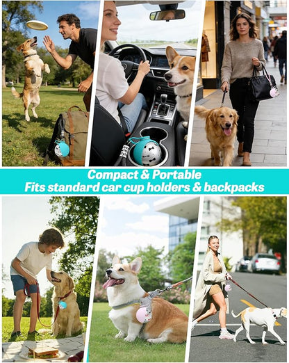 2-in-1 Portable Dog Water Bottle for Small Dogs, 10oz Dog Travel Water Bottle - Leak-Proof & One-Hand Operation, Light Dog Travel Bowl, Stainless Steel Bottle & Silicone Bowl for Walking Hiking (Pink)