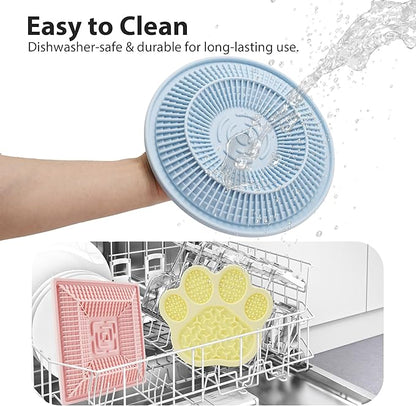 Lick Mat for Dogs and Cats, Slow Feeder Mats with Suction Cups - Bathing, Grooming and Training, Anxiety Relief Feeding Pad,Dishwasher-Safe Pink