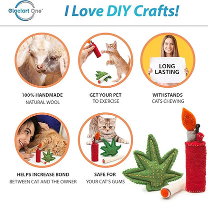 Glaciart One Catnip Joint, Leaf and Lighter Cat Toy Set | Cat Crack for Funny Kittens, Stimulating Toys for Boredom, Exercise & Play | Filled w/Organic Catnip to Excite/Calm Kitty | Organic Idea