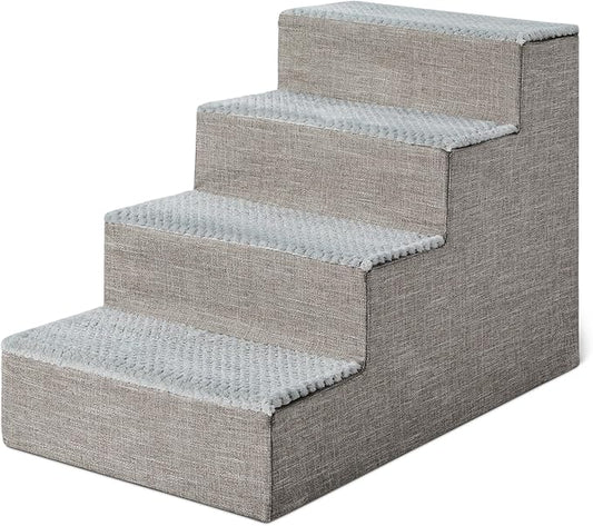Amazon Basics Dog Steps, 18.7" H, 4-Step Pet Stairs for High Bed Couch and Sofa, Non-Slip Bottom, for Indoor Dogs and Cats, Grey