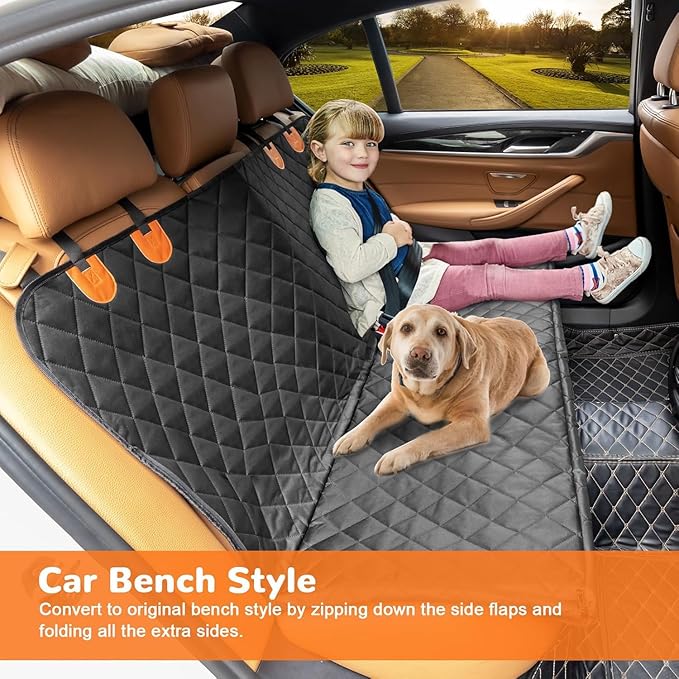 URPOWER Dog Car Seat Cover for Pets 100% Waterproof Seat Cover Hammock 600D Heavy Duty Scratch Proof Nonslip Durable Soft Back Seat Covers for Cars Trucks and SUVs