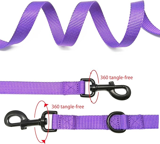 Multifunctional Hands Free, 6.5ft Nylon Adjustable Training Crossbody Dog Leash for Small/Medium/Walking Running Hiking Dog Leash (Purple)