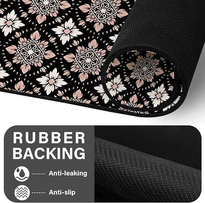 Patterned Cat & Dog Bowl Mat for Food and Water, 12"×20" Quick Dry Absorbent Pet Feeding Mat, Eco-Friendly Dog Placemat