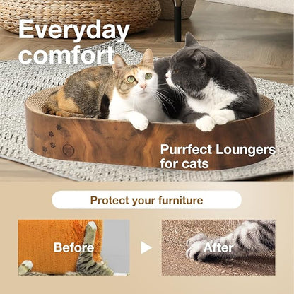 NECOICHI Cat Scratcher Bowl Capsule for Indoor Cats - Cat Scratching Lounger with Reversible Usability and Extra Comfort for Lounge, Cardboard Bed Couch