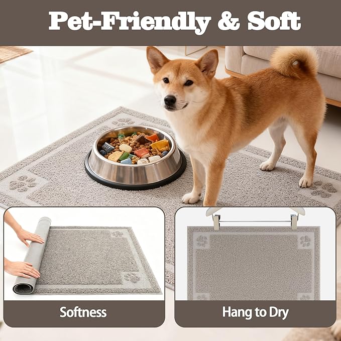 Darkyazi Pet Feeding Mat Large for Dogs and Cats,24"×36" Flexible and Easy to Clean Feeding Mat,Best for Non Slip Waterproof Feeding Mat (Gray Sand)