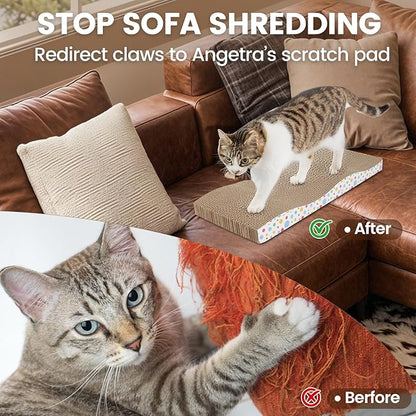 Cat Scratching Board, Large Wide Corrugate Cat Scratcher with Catnip, Premium Scratch, Double-Sided Design, Cat Scratch Pad for Indoor Cats and Kitten,Furniture Protectors from Cat Scratching (2-PACK)