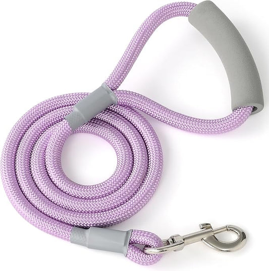 Mile High Life Dog Leash, with Comfortable Padded Handle, Purple Nylon Rope Leash with Steel Tips, Heavy Duty 4 Feet Pet Leashes (Pink,48 Inches)