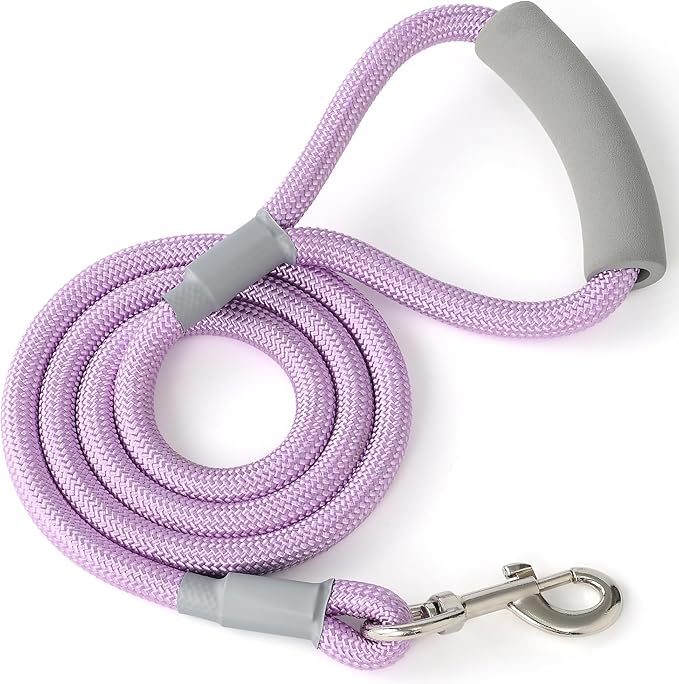 Mile High Life Dog Leash, with Comfortable Padded Handle, Purple Nylon Rope Leash with Steel Tips, Heavy Duty 6 Feet Pet Leashes (Pink,72 Inches)