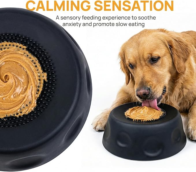 Silicone Lick Bowl for Dogs with Suction Cup Base, Anti-Slip Slow Feeder for Liquid Treats, Interactive Tongue Cleaning Dog Lick Bowl, Dishwasher Safe for Small Medium Large Pets(1, Black)