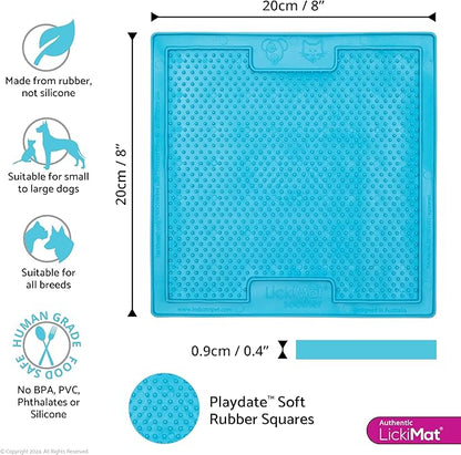 LickiMat Classic Soother Slow Feeder for Dogs Lick Mat Boredom Anxiety Reducer Perfect for Food Treats Yogurt Liquid Food Peanut Butter Fun Alternative to a Slow Feed Dog Bowl, Turquoise