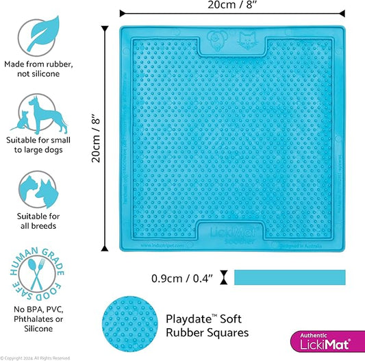 LickiMat Classic Soother Slow Feeder for Dogs Lick Mat Boredom Anxiety Reducer Perfect for Food Treats Yogurt Liquid Food Peanut Butter Fun Alternative to a Slow Feed Dog Bowl, Turquoise