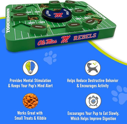 Pets First NCAA Mississippi (Ole Miss) Large Puzzle Toy - Interactive Dog Treat & Slow Feeding Toy