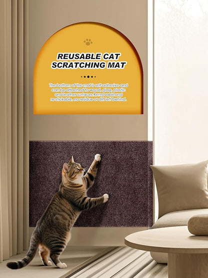 78.7"x15.8" Cat Scratch Mat, Trimmable Self-Adhesive Carpet, DIY Climb Cat Scratcher for Furniture Couch or Wall Protector, Covering Cat Scratching Post Replacement Pads (Brown)