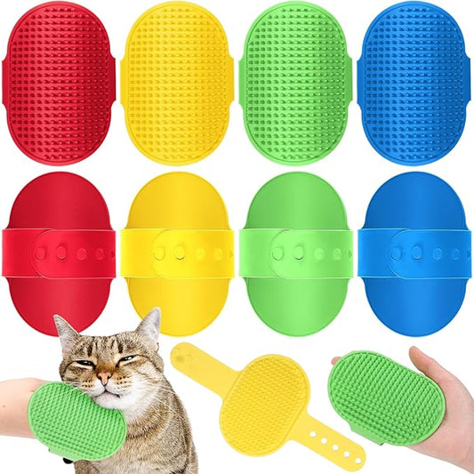 Maxdot 8 Pcs Cat Self Groomer Brush Adjustable Rubber Cat Combs for Indoor Corner Kitten Face Scratcher Massager Bathing Brush, 4 Colors