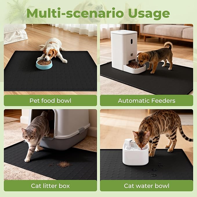 Extra Large 34x22 Inch Silicone Pet Food Mat - Waterproof Dog Mat for Food and Water Bowls, Non-Slip Cat Dog Bowl Mat Protects Floors from Mess, Easy Clean Silicone Mats for Dogs, Ideal Gift for Pets