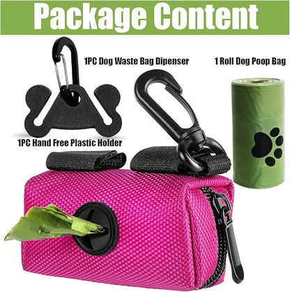 Black and Pink Dog Waste Bag Dispensers - Leash Attachment Dog Poop Bag Holders With Hand Free Holder Carriers