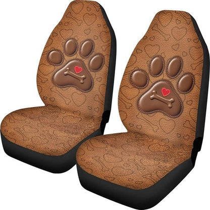 Dreaweet Dog Paw Car Seat Covers Brown 2 Piece Universal Washable Car Seat Cover Front Seats Only Cute Car Accessories Interior Easy to Install