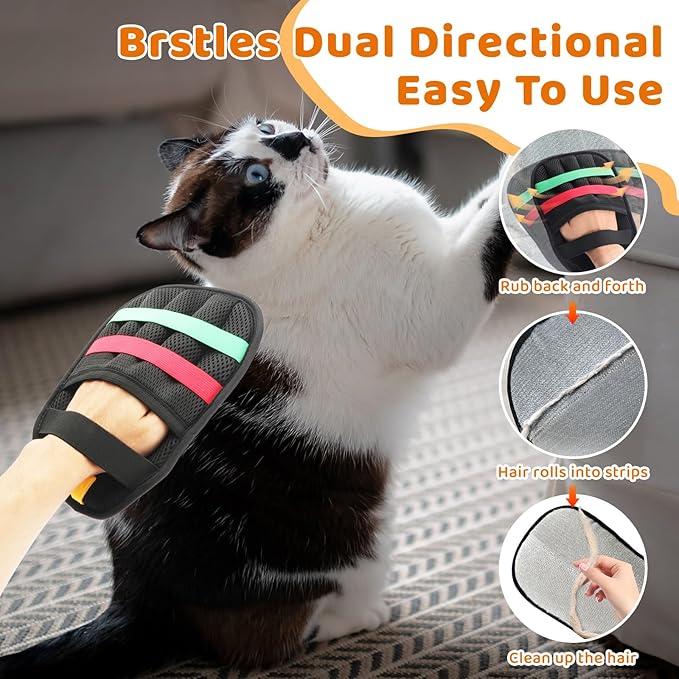 Pet Hair Remover Glove for Dogs & Cats, Newly Upgraded Reusable Electrostatic Pet Hair Gloves, Pet Hair Remover Tool for Clothing, Couch, Carpet, Car Seat（1Pcs-Blue