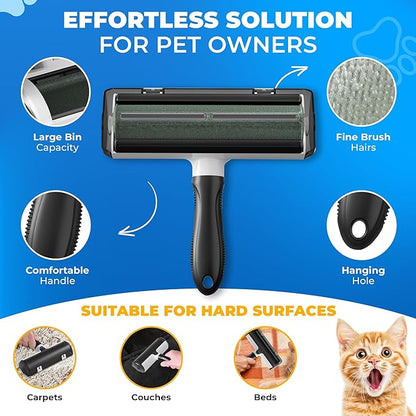 Ultimate Pet Hair Remover Kit – Pet Hair Removal Glove + Lint Roller Brush + Deep-Removal Tool – for Sofa, Furniture & Car Seats – Dog Grooming Gloves for Shedding, Dogs & Cats