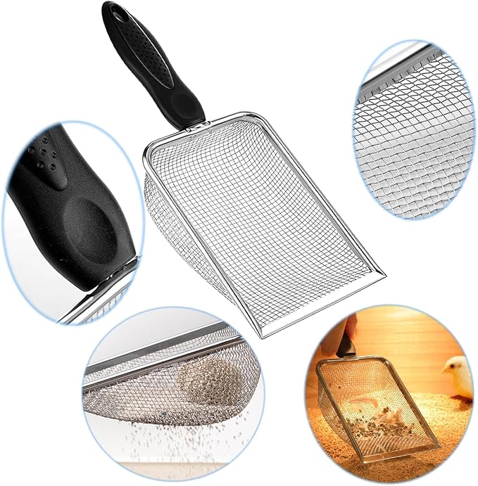itPlus Cat Litter Scoop, Stainless Steel Cats Sturdy Mesh Scooper Kitty Litter Scoop Long Handle Scooper Shovel Sifter for All Litter Types Metal Cat Scooper for Litter Box