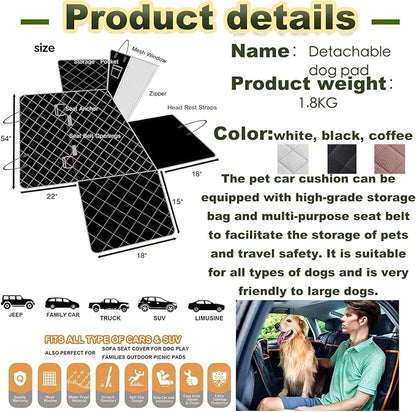 Dog Shaped Car Seat Cover with Rear Seat Mesh Window, Waterproof, Anti-Skid and Scratch Resistant Rear Seat for Large Pets, Protect the Car Interior， Suitable for Cars, Trucks and Suv. (white)