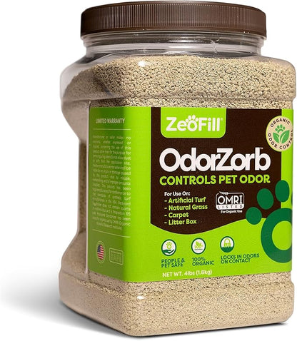 ZeoFill Dog Urine Odor Eliminator for Yards & Artificial Turf – Absorbs & Neutralizes Pet Smells on Grass, Lawns, & Dog Runs | Natural Outdoor Deodorizer Granules | 4 lb