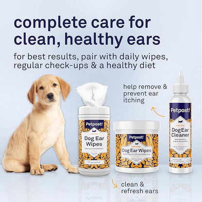 Petpost | Dog Ear Cleaner - Natural Coconut Oil Solution - Best Remedy for Odor - Dog Ear Problems - Chemical & Irritant Free 8 oz.