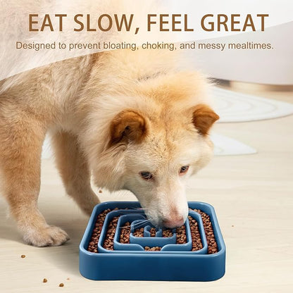 Slow Feeder Dog Bowls for Large Medium Dogs, Anti-Choking Slow Eating Maze Dog Food Bowl, Anti-Slip Slow Feeding Pet Puzzle Bowl,Dark Blue