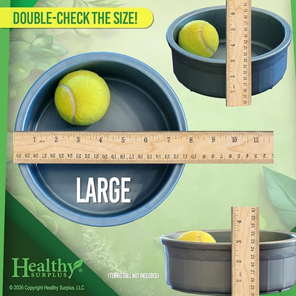 Pet Crock Bowl – Thick Durable Plastic Non-Tip Food & Water Dish for Dogs, Cats & Small Animals – 8 Inch Diameter - Indoor/Outdoor – Chew Resistant, Easy Clean (Green, Large 48oz)