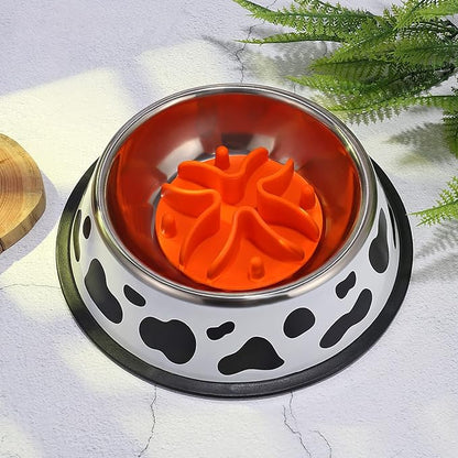 Slow Feeder Insert for Dogs & Cats, 3 Sizes Food-Grade Silicone Anti-Choking Puzzle Feeder, Non-Slip Suction Cup Design, Fits Most Bowls, Bloat Stop Pet Feeding Solution