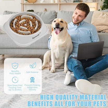 Slow Feeder Dog Bowls for Healthy Eating, Non-Slip and Anti-Choking Design, Reduces Bloating & Overeating for Medium Dogs and Cats, Easy to Clean