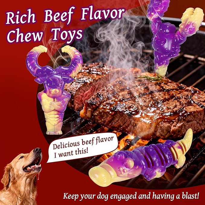 Indestructible Dog Toys for Aggressive Chewers, Tough Dog Toys for Large Dogs, Durable Dog Chew Toys to Keep Them Busy, Interactive Aggressive Chew Toys for Medium Dogs, Beef Flavor (A-Crocodile)