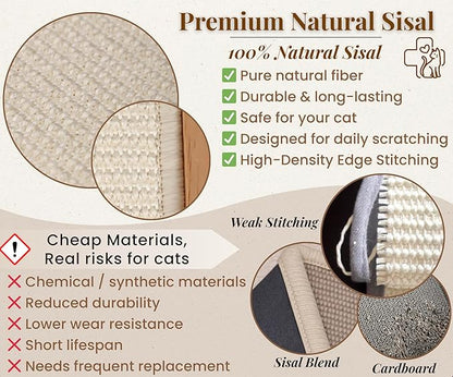Mookie’s 26.5”x16.7” Extra Large Cat Scratcher Bed – Wooden Cat Couch with Natural Sisal – Cat Lounge Scratching Pad for Large Indoor Cats, Durable Horizontal Scratcher Furniture for Cats