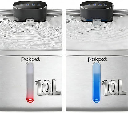 Water Fountain for Dogs Home Outdoor Multi-Pet Stainless Steel 10L/2.64gal Wireless Large Dogs Motion Sensor Dispenser Filtered Cordless Bowl Waterer -Wireless Stainless Steel&8Filters