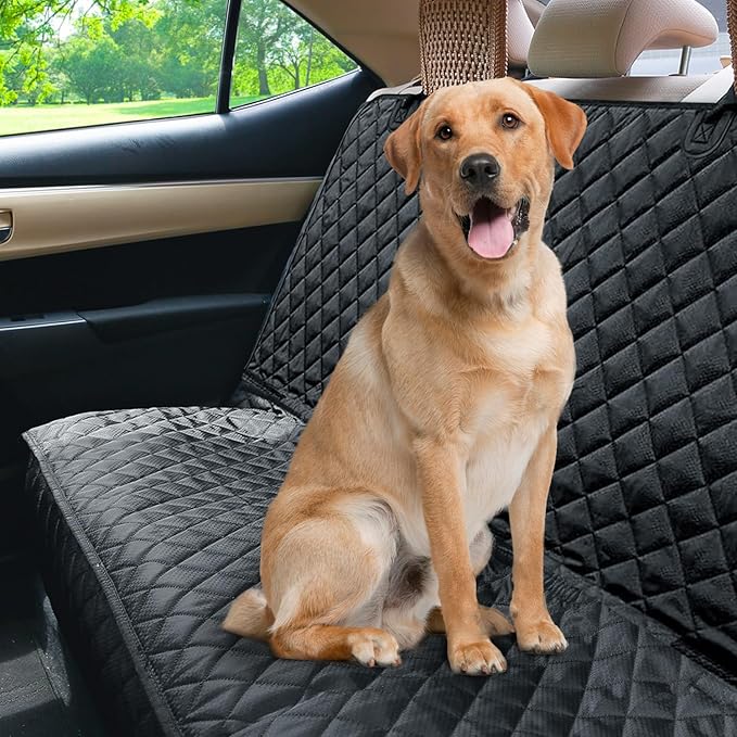 PETICON Waterproof Scratchproof Pet Bench Seat Covers for Cars, SUVs, Nonslip Durable Back Seat Cover for Dogs, Washable Backseat Protection
