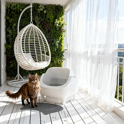 Open-Top Automatic Cat Litter Box - Self-Cleaning with Smart Gravity Sensor, Health Tracking & Waste Management for Multi-Cat Homes