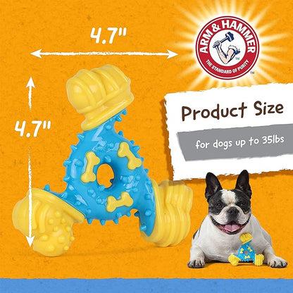 Arm & Hammer for Pets Nubbies TriBone Dog Dental Toy - Best Dog Chew Toy for Moderate Chewers - Helps Reduce Plaque & Tartar Peanut Butter Flavor Baking Soda (Pack of 2)