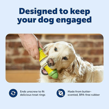 PetSafe Busy Buddy Cravin' Corn - Adjustable Slow Feeder Toy with Refillable Treat Rings - Cleans Teeth & Gums, Cures Boredom & Slows Down Eating Habits - Small/Medium- for Dogs 25-50 lb