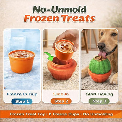 KADTC 3 in 1 Large-Size Durable Dog Fillable & Frozen Lick Treat Toy No-Transfer Freeze & Play,Long-Lasting Ultimate Boredom Buster, Kibble Dispenser Food Ball & Tough Dogs Chew Toys BPA-Free & Safe