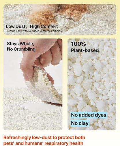 Michu Wonder Cat Litter, Cassava Plant-Based Cat Litter, Automatic Litter Box Friendly, Flushable & Fast Clumping, Low Dust Odor Control, 5.5lb/88oz - Unscented 4 Pack