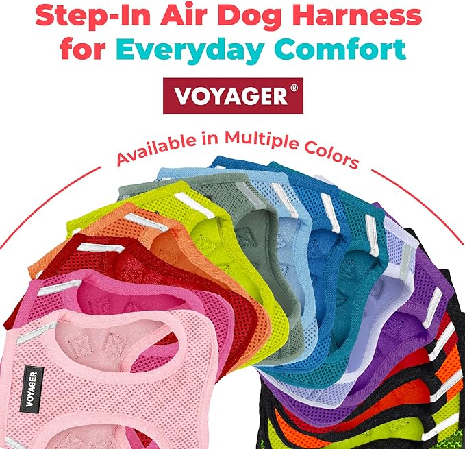 Best Pet Supplies Voyager Step-in Air Harness - All Weather Mesh, Reflective, No Pull Harness for Dogs, Cats - Secure with Hook & Loop Fastener, Buckle, Double D-Rings - Khaki, L