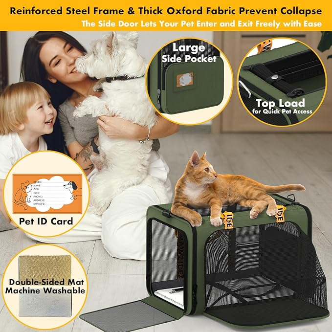 PAWZIDEA Double Pet Stroller with 2 Detachable Carrier, Lightweight Portable Travel Crate & Car Seat Combo & TSA-Approved Expandable Carrier, Foldable Jogger Stroller for 2–4 Cats or Small/Medium Dogs