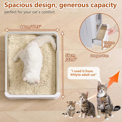Enclosed Stainless Steel Cat Litter Boxes,Large Foldable Litter Box with Lid,Hooded Covered Stainless Steel Cat Litter Box,Easy Cleaning,No Urine Leakage,Deeper Pan