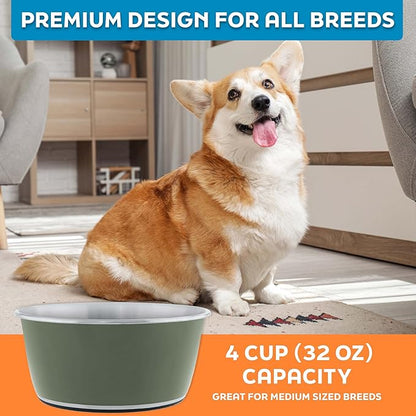 Master Pet Supply Stainless Steel Dog Bowls Set of 2 (32 Oz Each) with Non-Slip Rubber Base - Camo Patrol - Basic Dog Food Bowl Water & Food Bowls for Small Medium Large Dogs & Cats, Metal Dish