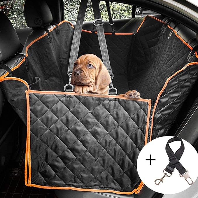 Back Seat Extender for Dogs Waterproof Pet Durable Dog Seat Cover with Seatbelt for Cars Sedan SUV Trucks in Car Accessories Dog Hammock Easy to Clean