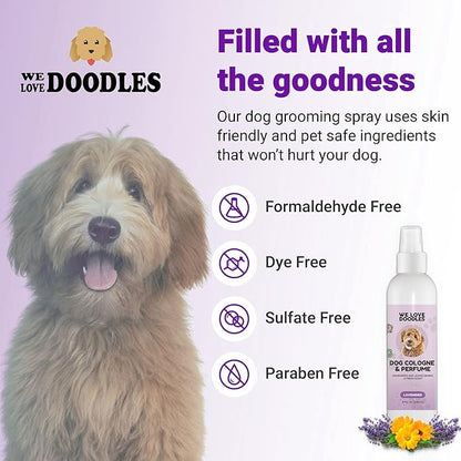 We Love Doodles Dog Cologne & Perfume, Deodorizing, Safe Ingredients, Manufactured in USA, Long Lasting After Bath, Deodorant for Smelly Dogs, Pawfume for Pets, Odor Eliminator Spray, Lavender, 8 OZ