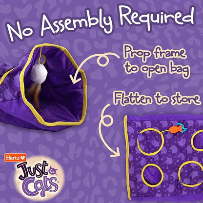 Hartz Just for Cats The Crinkler, 3-in-1 Mega Cat Toy with Silver Vine & Catnip, Crinkle Bag, Peek-a-Boo Holes, 3 Dangler Toys