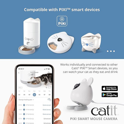 Catit PIXI Smart Mouse Pet Camera – App-Controlled 360 Camera for Cats with Night Vision, 2-Way Audio & Motion Detection – Record & Monitor Your Cat