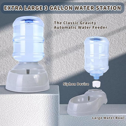 3 Gallon Automatic Dog Water Dispenser, 11L Large Dog Water Bowl Dispenser, Automatic Pet Water Dispenser Gravity Water Bowl for Dogs, Large Dog Drinking Fountain